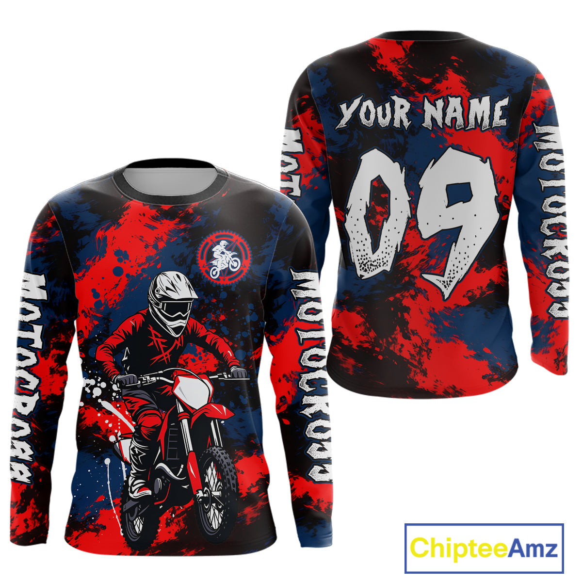 Custom Red and Blue Motocross Jersey Dirt Bike Jersey Riding Shirt