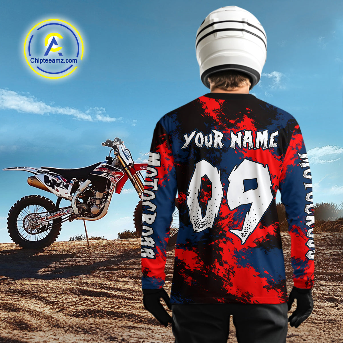 Custom Red and Blue Motocross Jersey Dirt Bike Jersey Riding Shirt