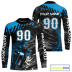 Custom Blue Motocross Jersey Dirt Bike Jersey Motorcycle Riding Shirt