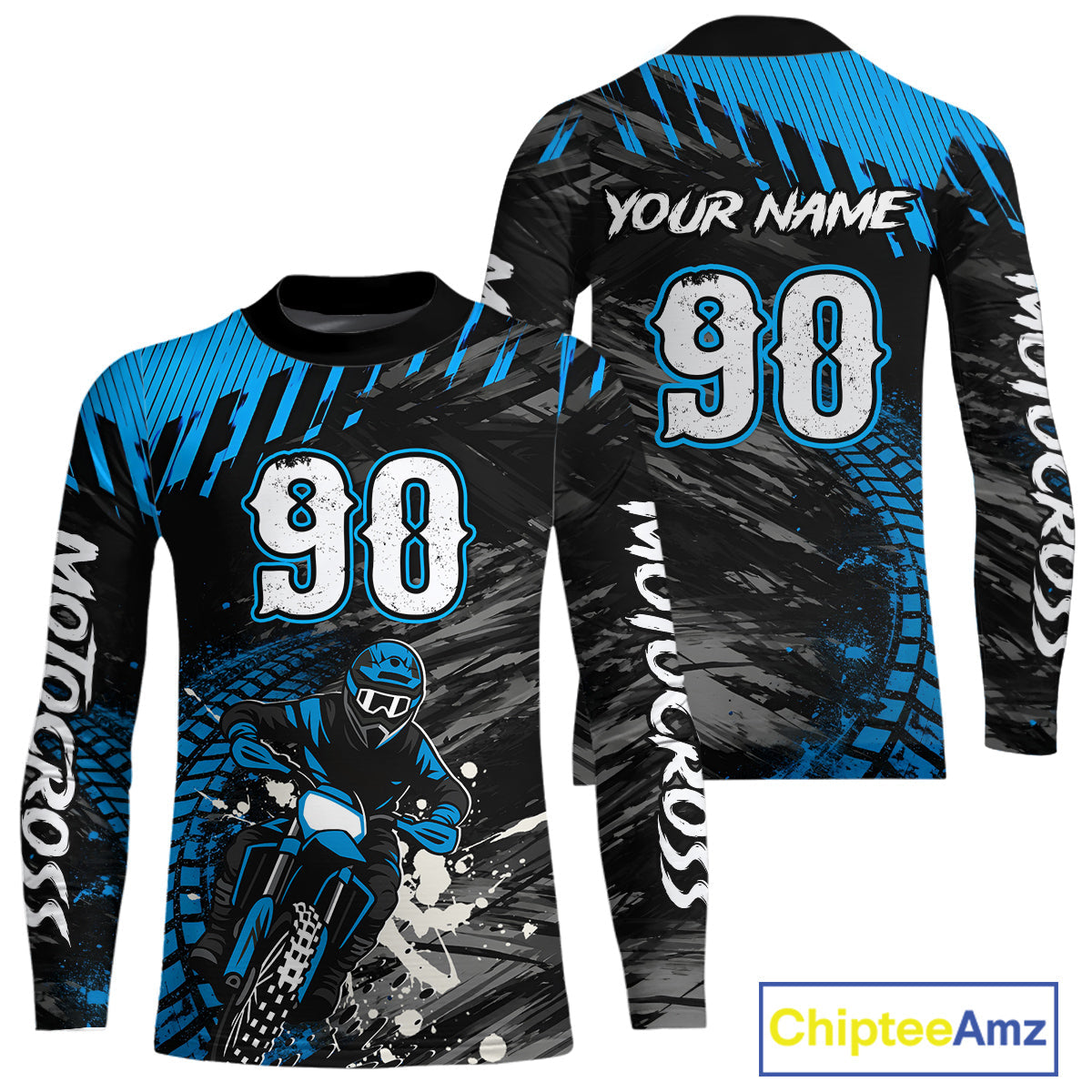 Custom Blue Motocross Jersey Dirt Bike Jersey Motorcycle Riding Shirt
