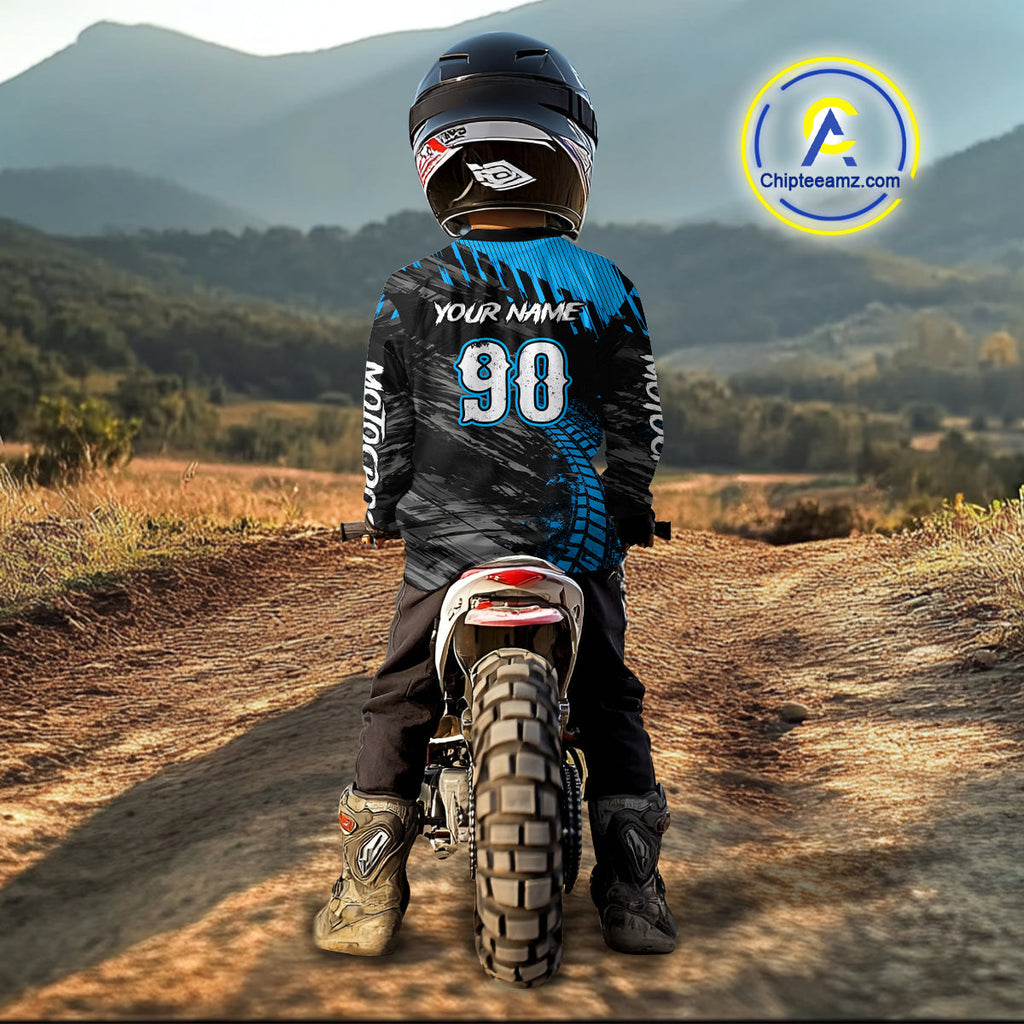 Custom Blue Motocross Jersey Dirt Bike Jersey Motorcycle Riding Shirt