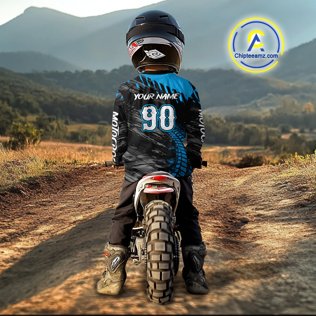 Custom Blue Motocross Jersey Dirt Bike Jersey Motorcycle Riding Shirt