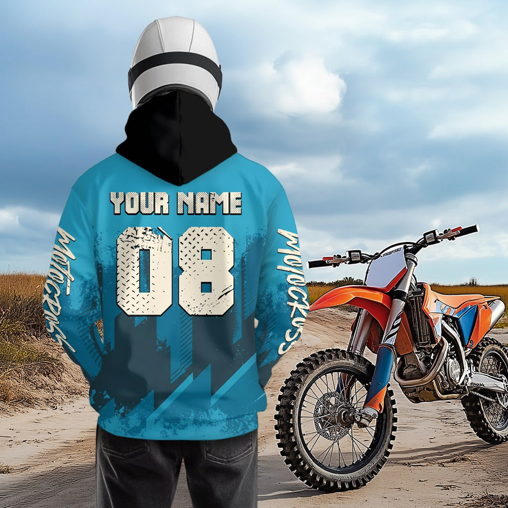 Blue Wolf Motocross Hoodie Custom for Adult Dirt Bike Racing Hoodie Shirt