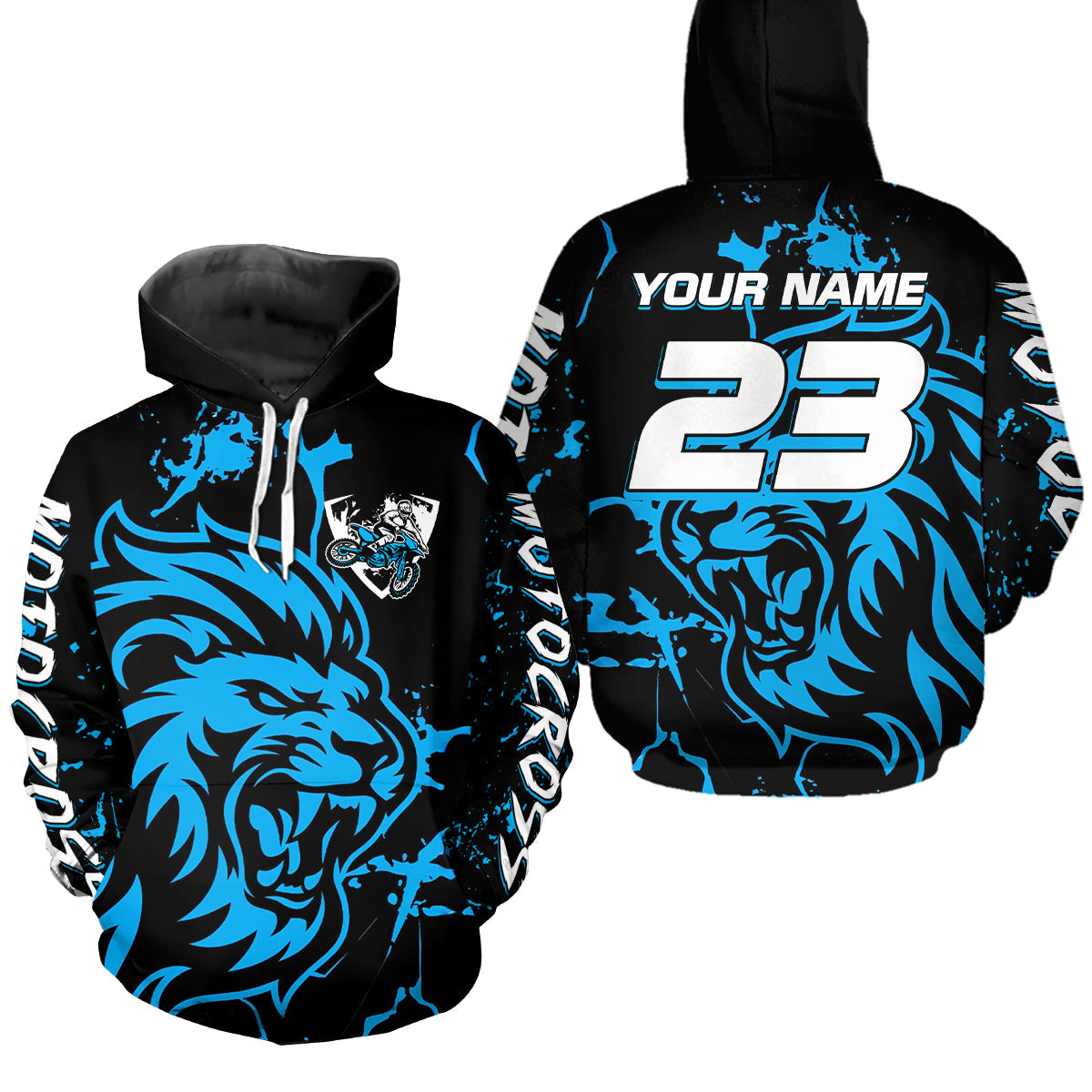 Lion Motocross Hoodie Dirt Bike Racing Hoodie Custom Riding Shirt