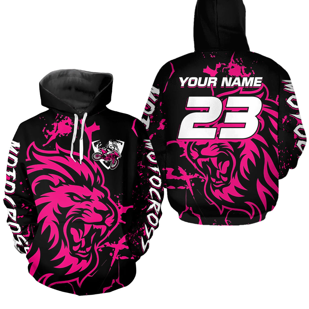 Lion Motocross Hoodie Dirt Bike Racing Hoodie Custom Riding Shirt