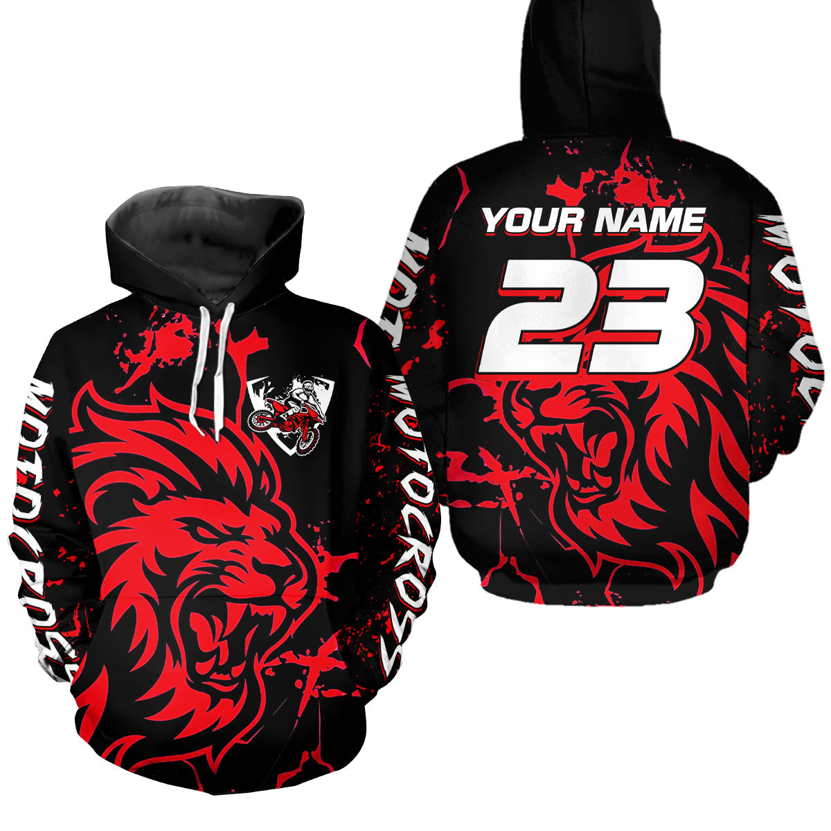 Lion Motocross Hoodie Dirt Bike Racing Hoodie Custom Riding Shirt