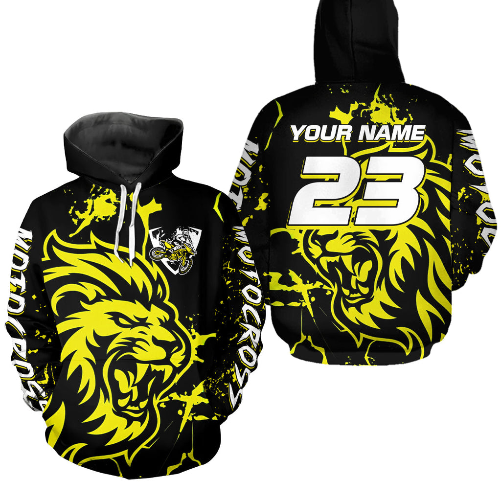 Lion Motocross Hoodie Dirt Bike Racing Hoodie Custom Riding Shirt