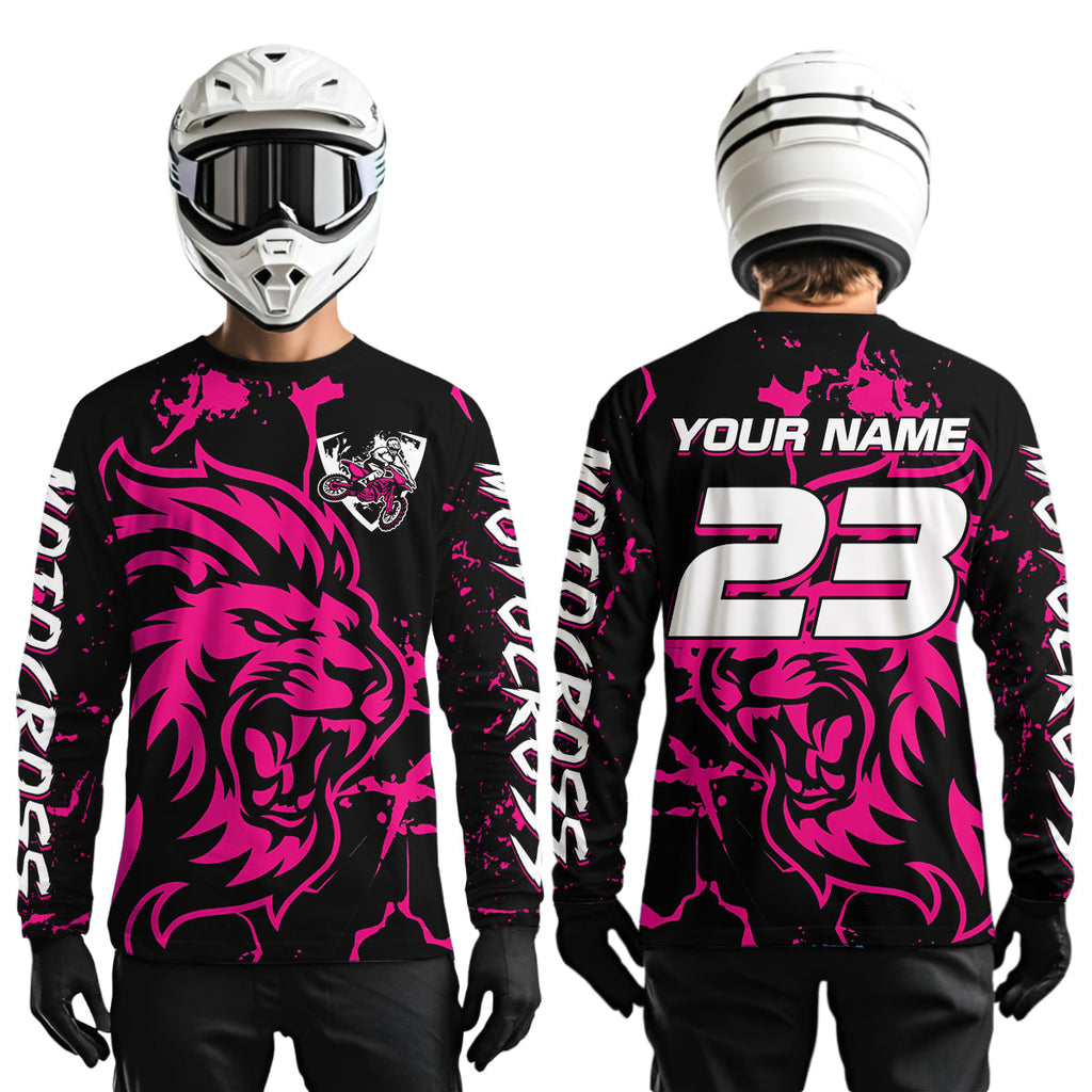 Pink Lion Custom Motocross Racing Jersey Dirt Bike Shirts Riding Shirt
