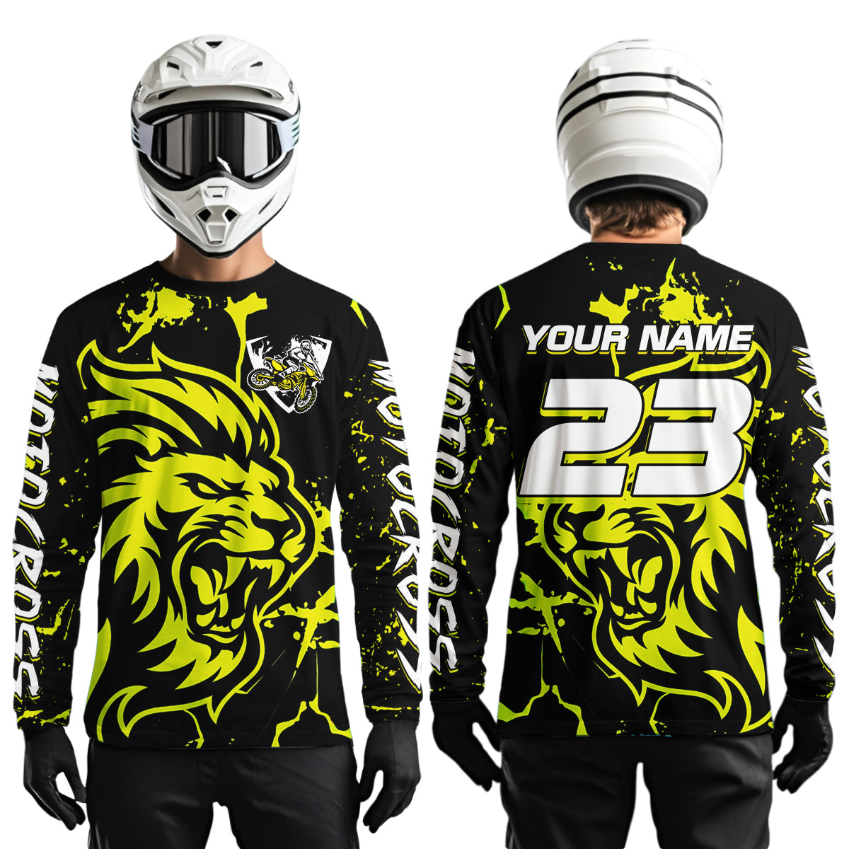 Yellow Lion Custom Motocross Racing Jersey Dirt Bike Shirts Riding Shirt