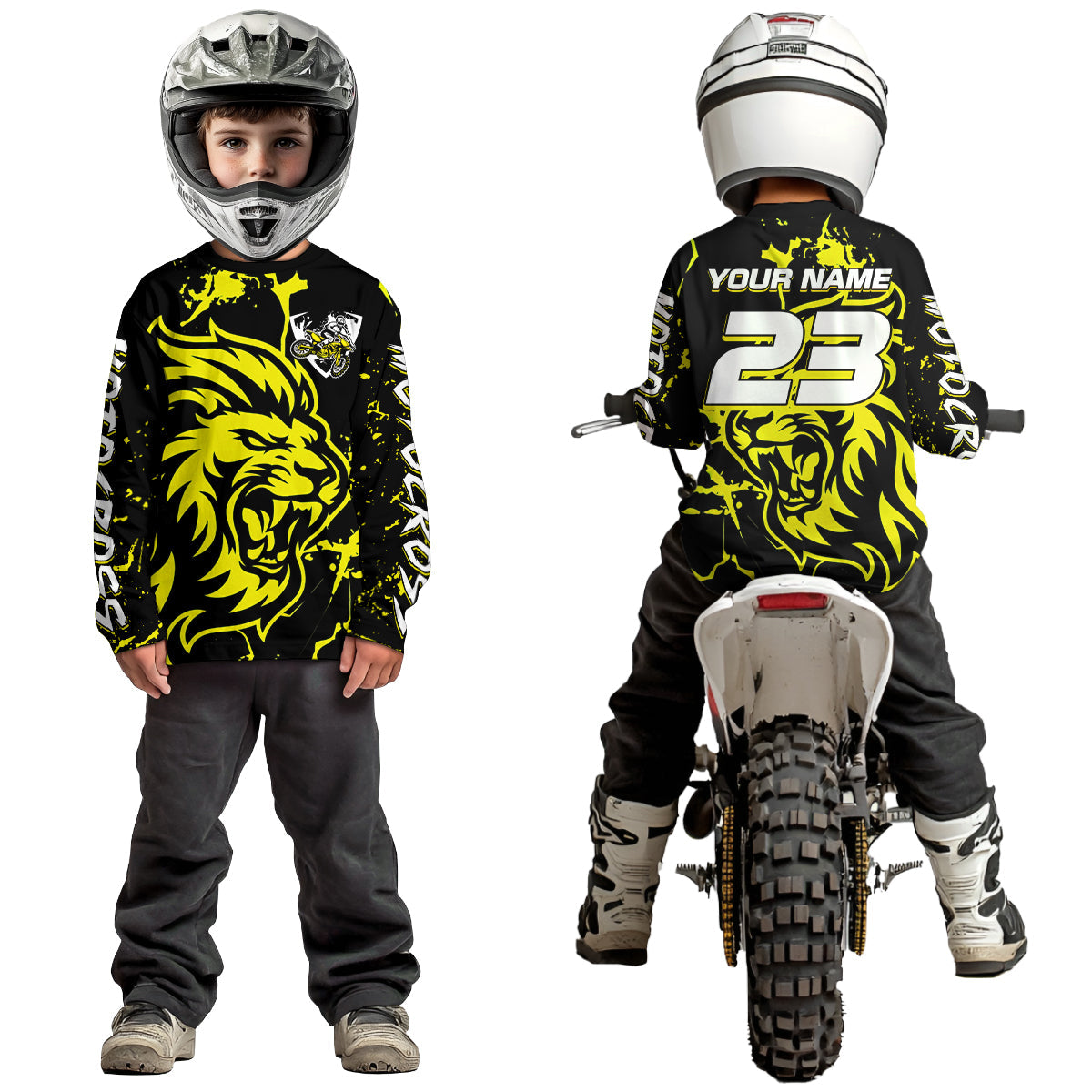 Yellow Lion Custom Motocross Racing Jersey Dirt Bike Shirts Riding Shirt