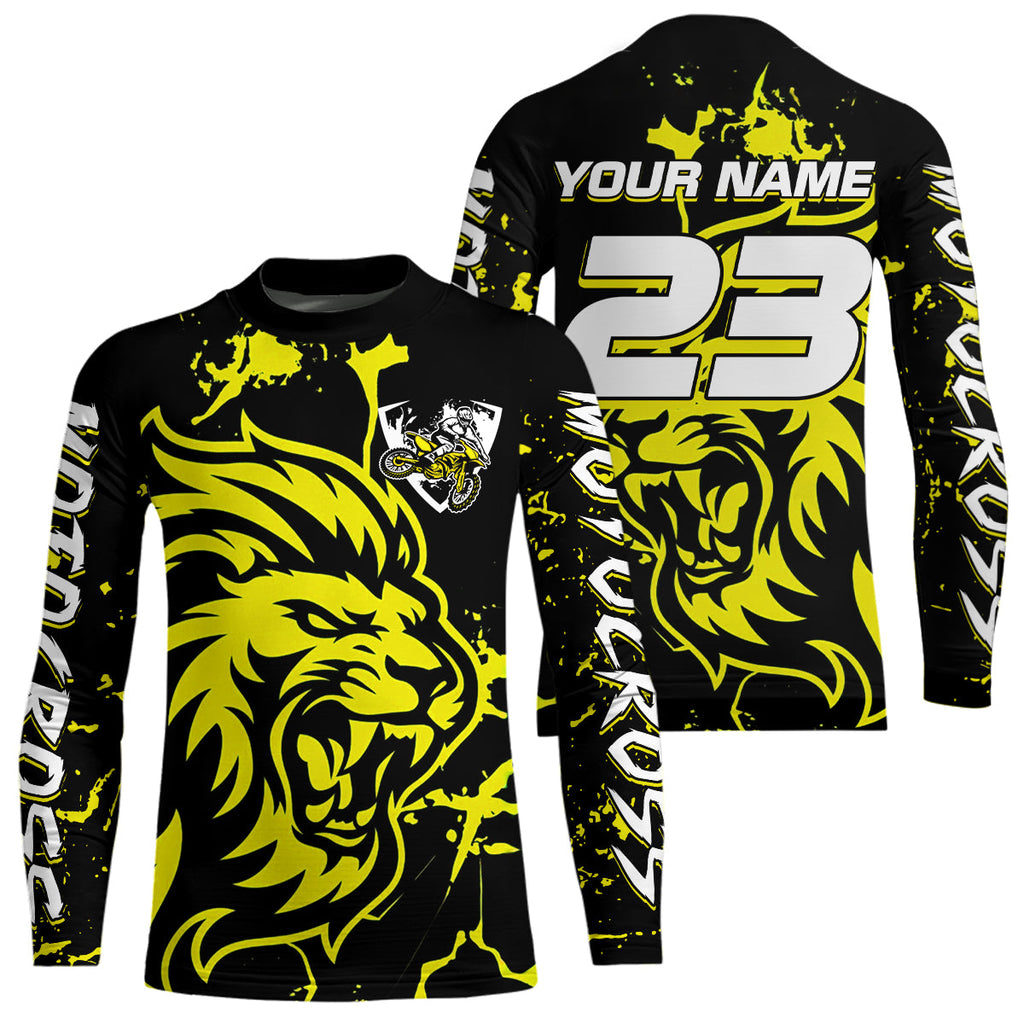 Yellow Lion Custom Motocross Racing Jersey Dirt Bike Shirts Riding Shirt