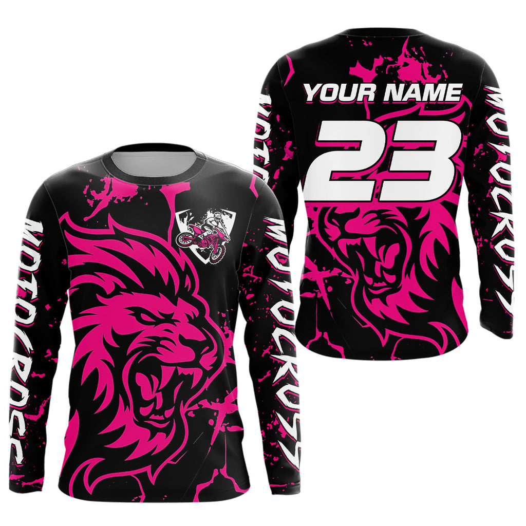 Pink Lion Custom Motocross Racing Jersey Dirt Bike Shirts Riding Shirt