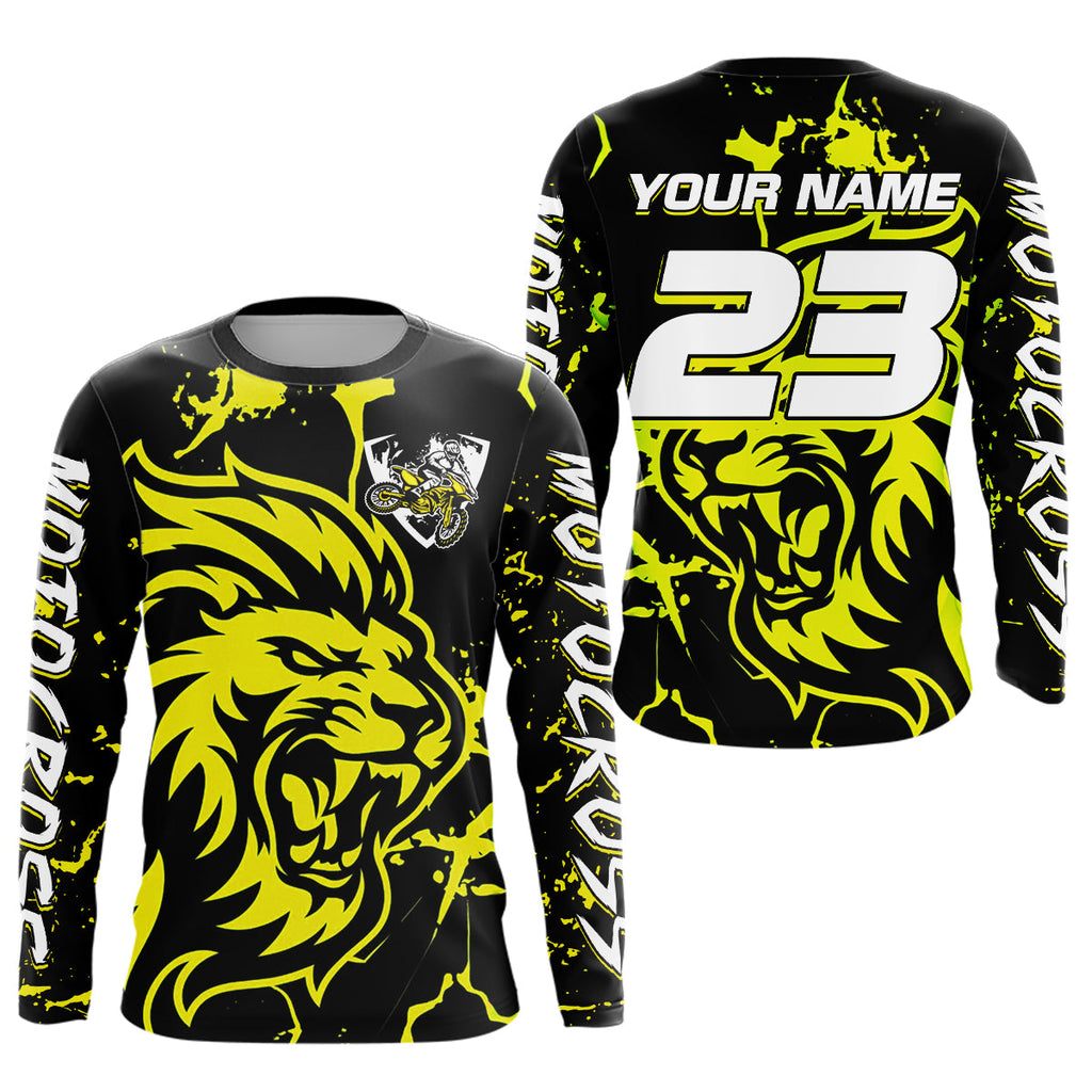 Yellow Lion Custom Motocross Racing Jersey Dirt Bike Shirts Riding Shirt