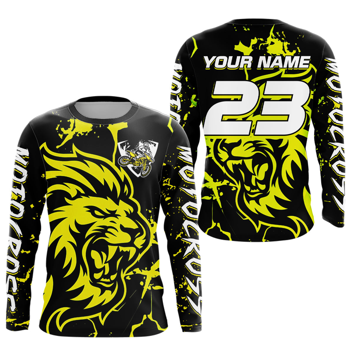Yellow Lion Custom Motocross Racing Jersey Dirt Bike Shirts Riding Shirt