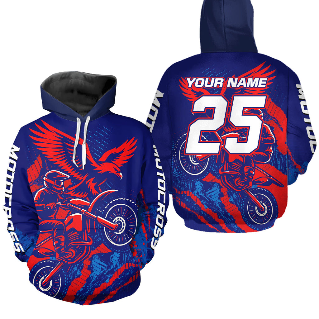 Eagle Motocross Hoodie Custom Dirt Bike Pink Blue Racing Hoodie Shirt
