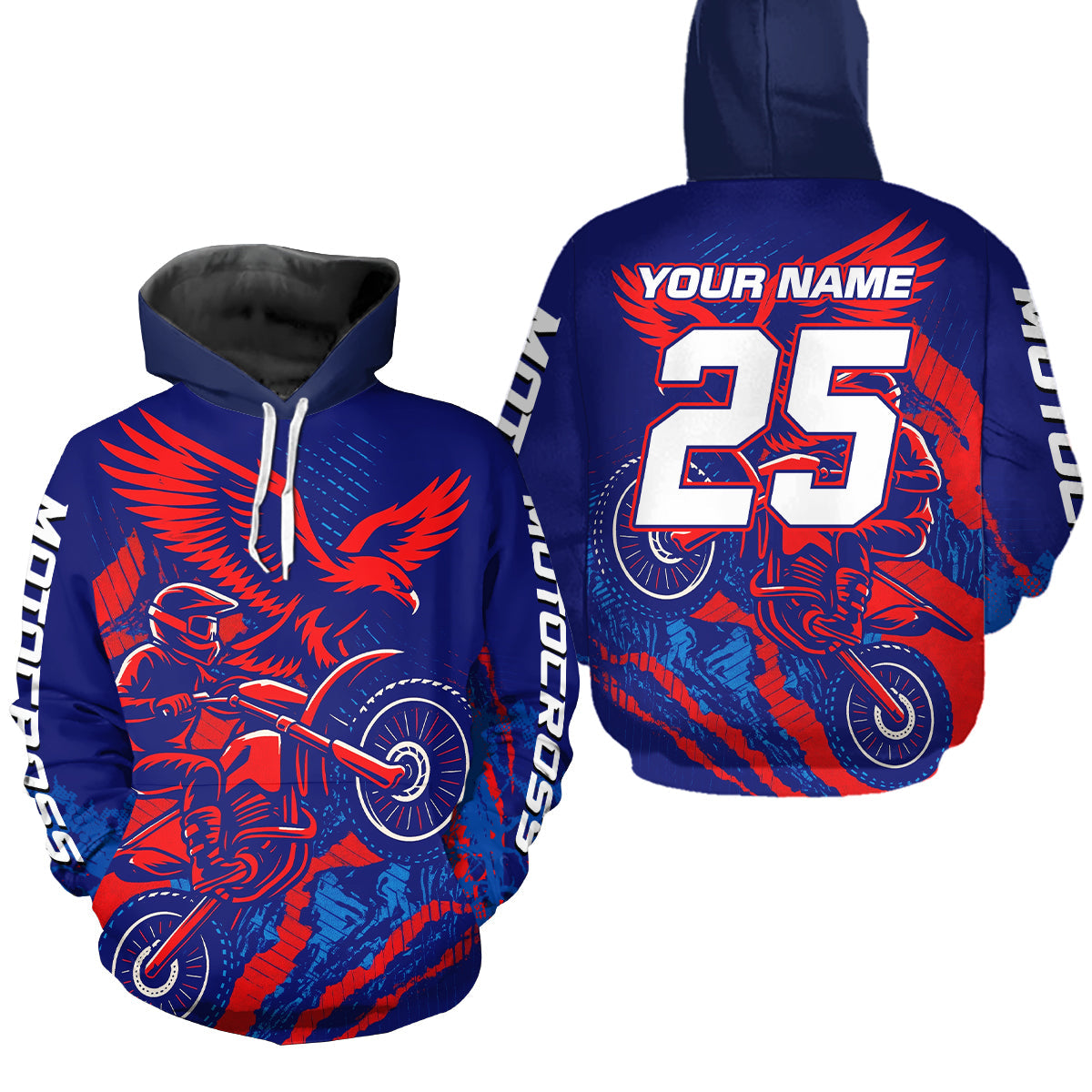 Eagle Motocross Hoodie Custom Dirt Bike Pink Blue Racing Hoodie Shirt