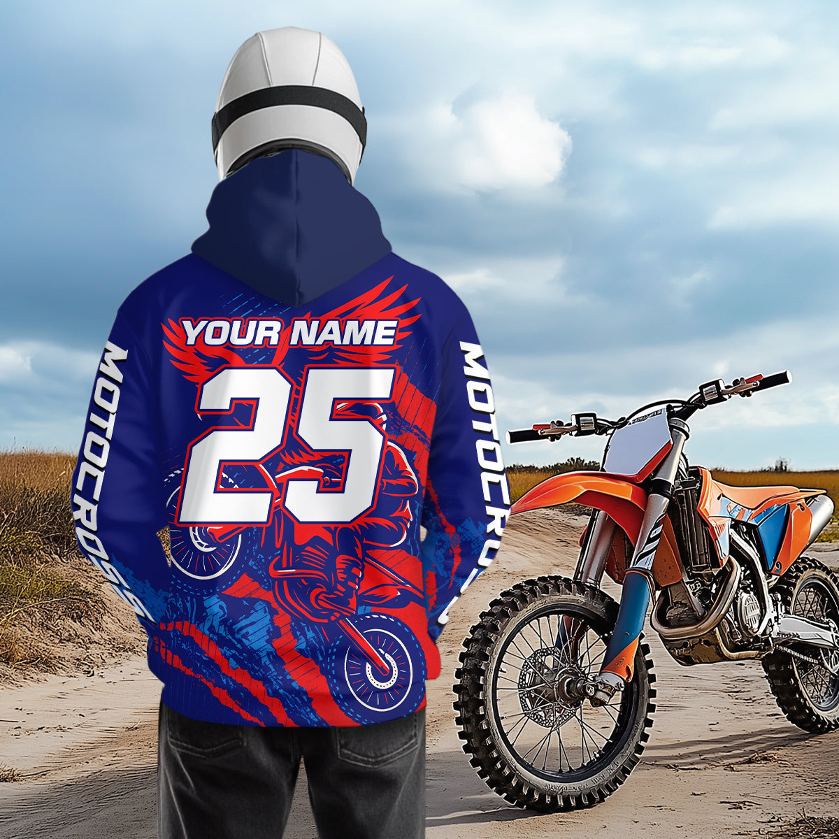 Eagle Motocross Hoodie Custom Dirt Bike Pink Blue Racing Hoodie Shirt