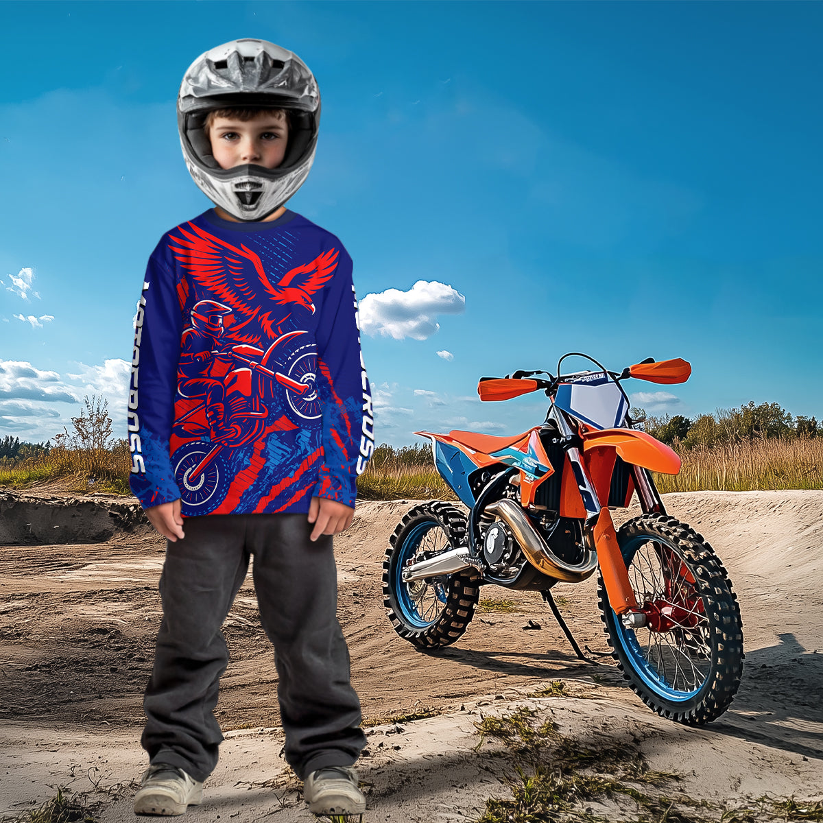 Eagle Motocross Racing Jersey Blue&Pink Custom Dirt Bike Shirts