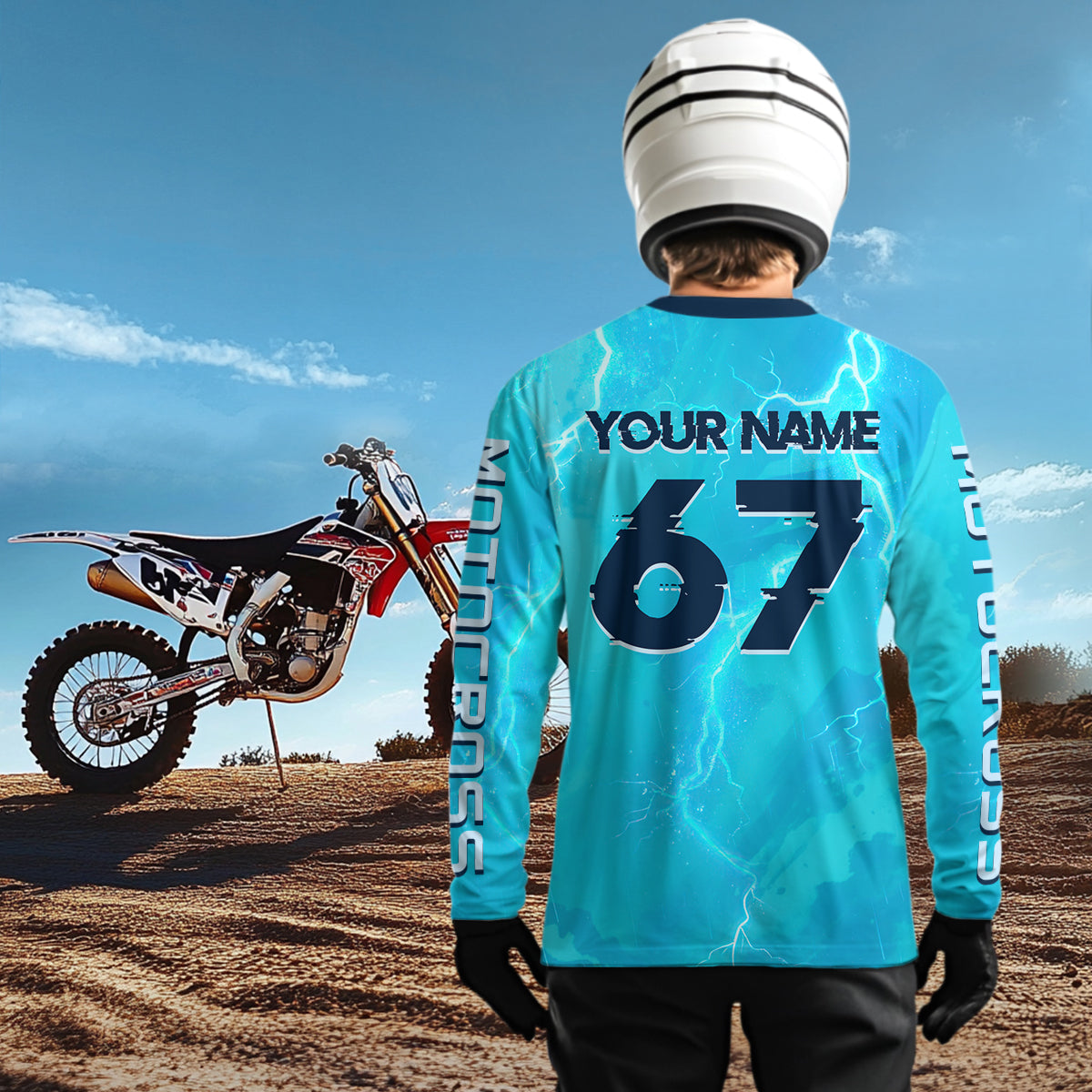 Lightning Blue Motocross Jersey Custom Dirt Bike Shirts Racing Shirt