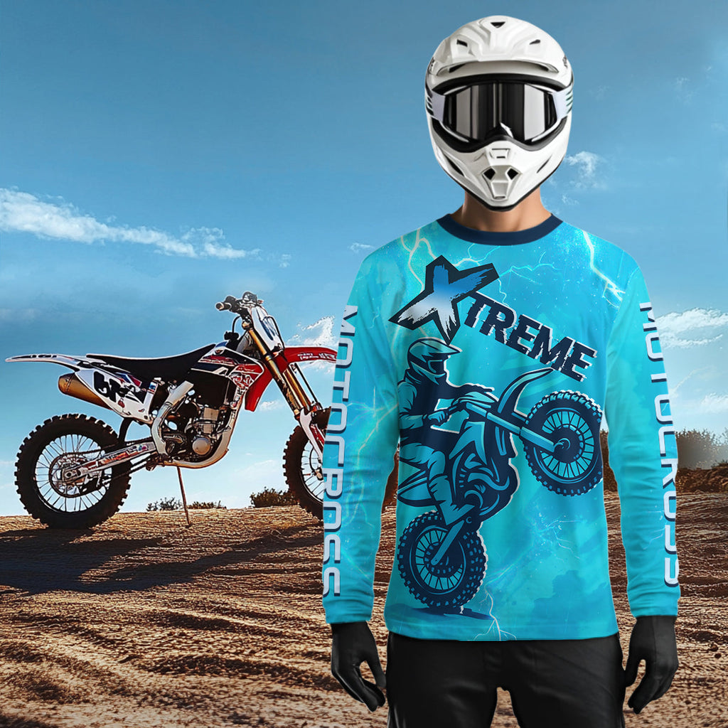 Lightning Blue Motocross Jersey Custom Dirt Bike Shirts Racing Shirt