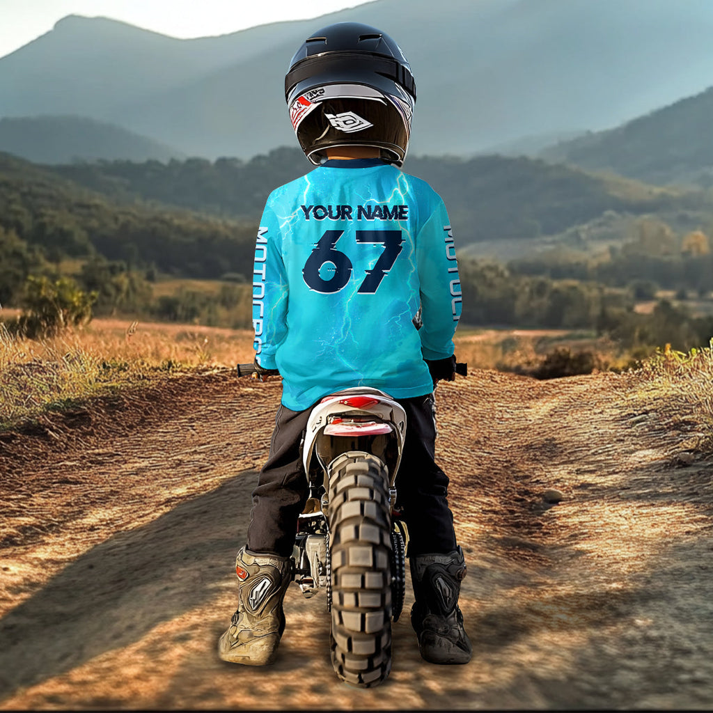Lightning Blue Motocross Jersey Custom Dirt Bike Shirts Racing Shirt