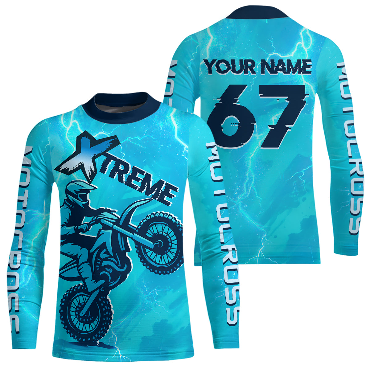 Lightning Blue Motocross Jersey Custom Dirt Bike Shirts Racing Shirt