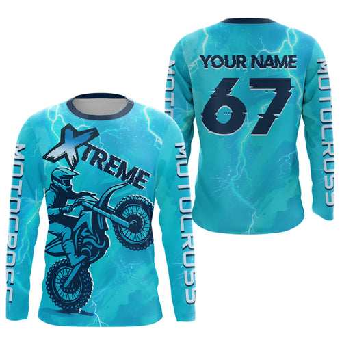 Lightning Blue Motocross Jersey Custom Dirt Bike Shirts Racing Shirt