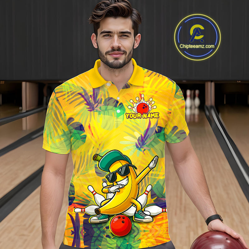 Funny Banana Bowling Shirts Team Bowling Jerseys Bowling Polo 1/4 Zip