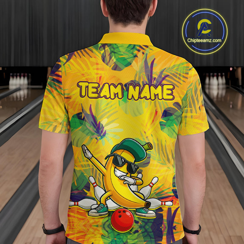 Funny Banana Bowling Shirts Team Bowling Jerseys Bowling Polo 1/4 Zip