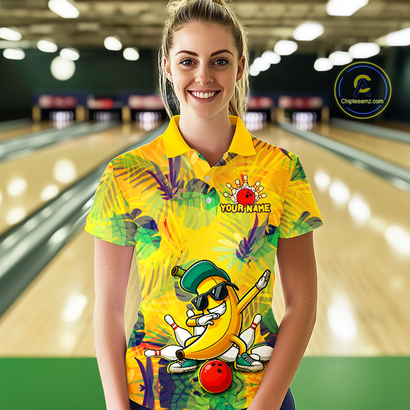 Funny Banana Bowling Shirts Team Bowling Jerseys Bowling Polo 1/4 Zip