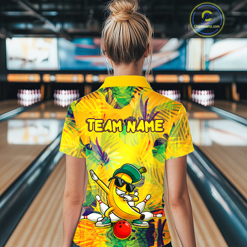 Funny Banana Bowling Shirts Team Bowling Jerseys Bowling Polo 1/4 Zip