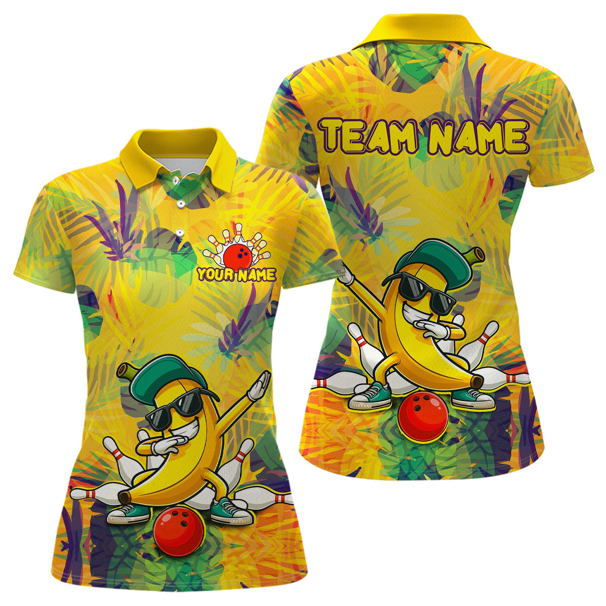 Funny Banana Bowling Shirts Team Bowling Jerseys Bowling Polo 1/4 Zip