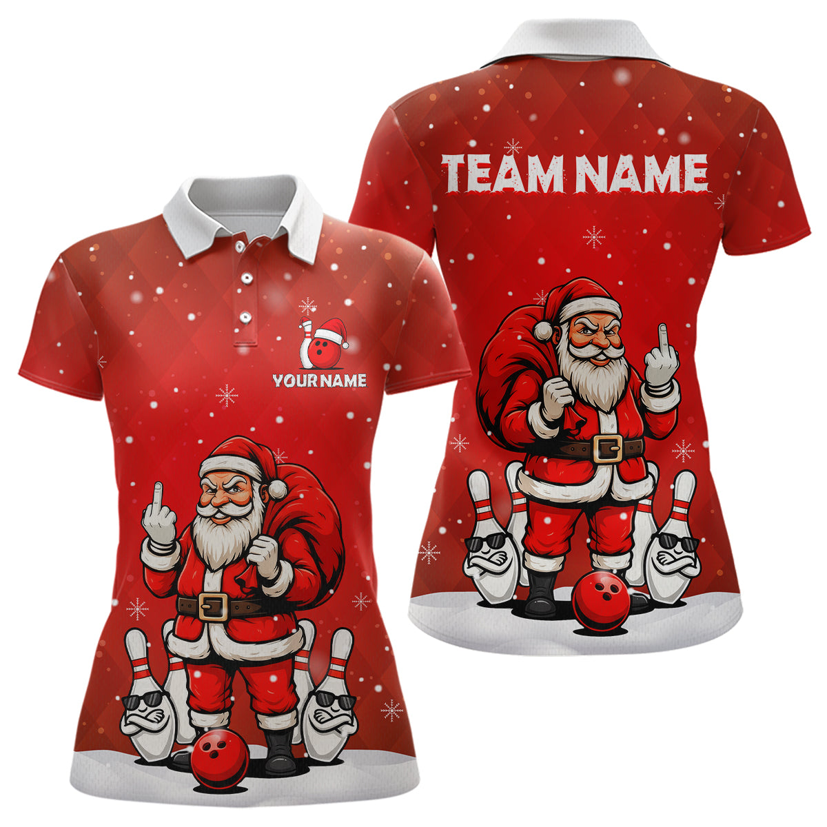 Funny Noel Bowling Shirts for Team Bowling Jerseys Polo and 1/4 Zip