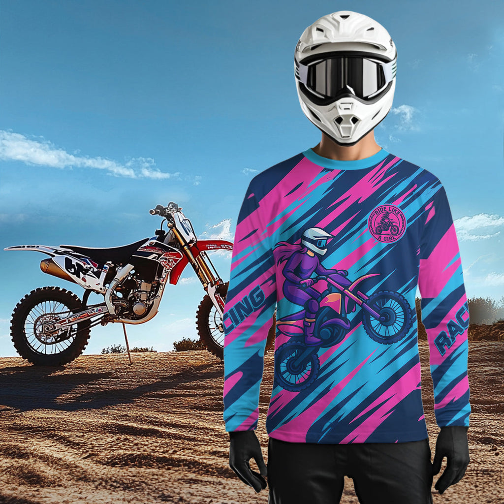 Pink and Blue Motocross Jersey Custom Dirt Bike Shirts Riding Shirt