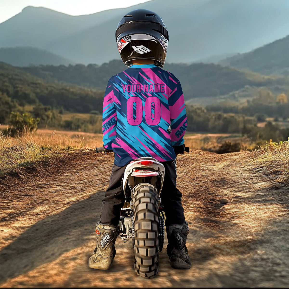 Pink and Blue Motocross Jersey Custom Dirt Bike Shirts Riding Shirt