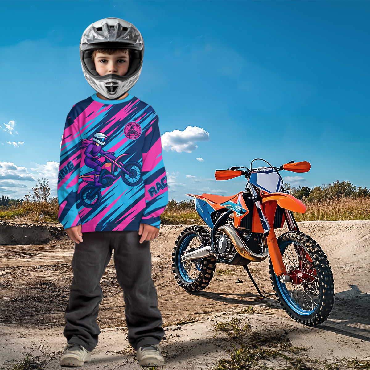 Pink and Blue Motocross Jersey Custom Dirt Bike Shirts Riding Shirt