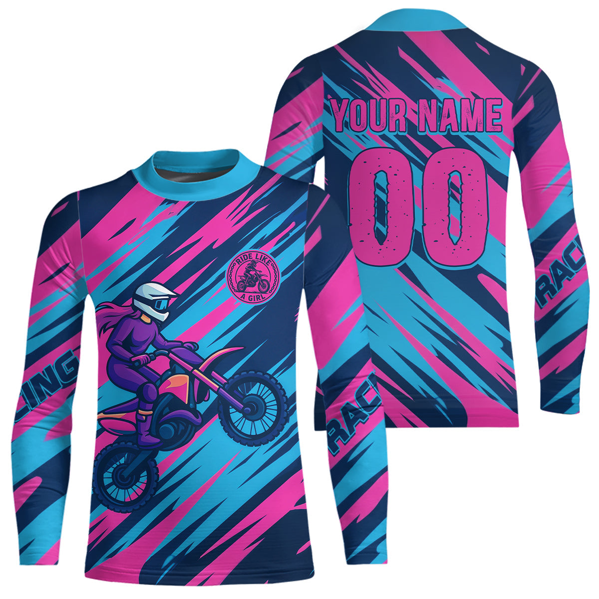 Pink and Blue Motocross Jersey Custom Dirt Bike Shirts Riding Shirt