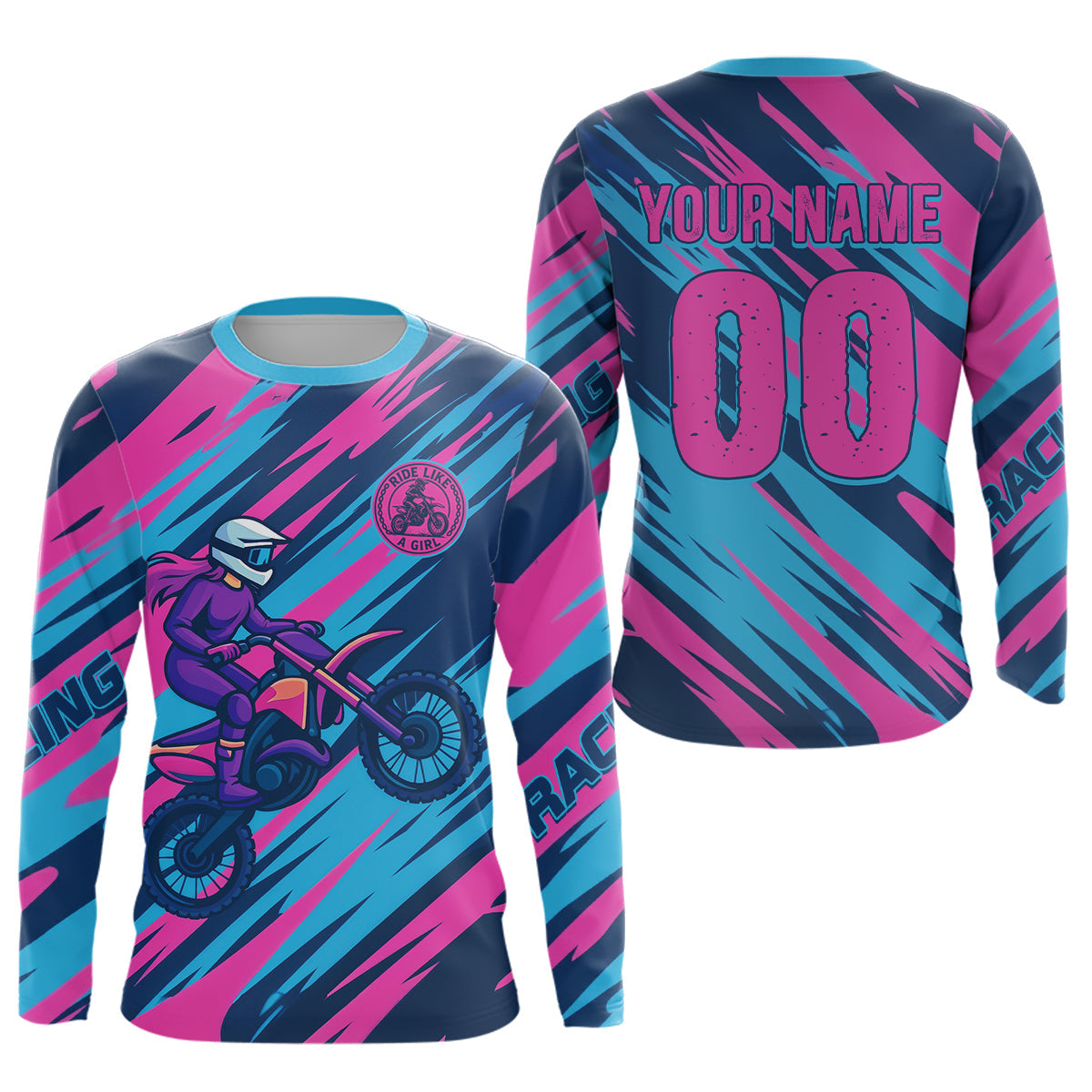 Pink and Blue Motocross Jersey Custom Dirt Bike Shirts Riding Shirt