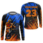 Blue and Orange Motocross Racing Jersey Dirt Bike Motorcycle Shirt