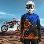 Blue and Orange Motocross Racing Jersey Dirt Bike Motorcycle Shirt