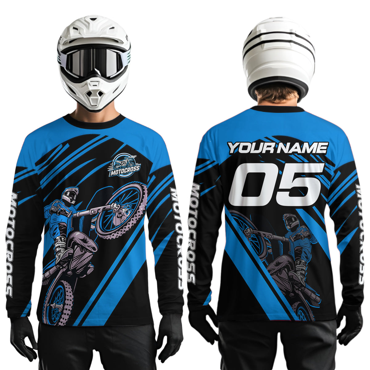 Blue Custom Motocross Jersey Dirt Bike Shirts Motorcycle Shirt
