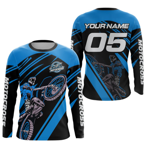 Blue Custom Motocross Jersey Dirt Bike Shirts Motorcycle Shirt