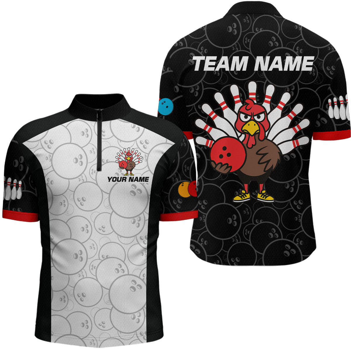 Funny Turkey Bowling Shirts Team Bowling Jerseys for Thanksgiving