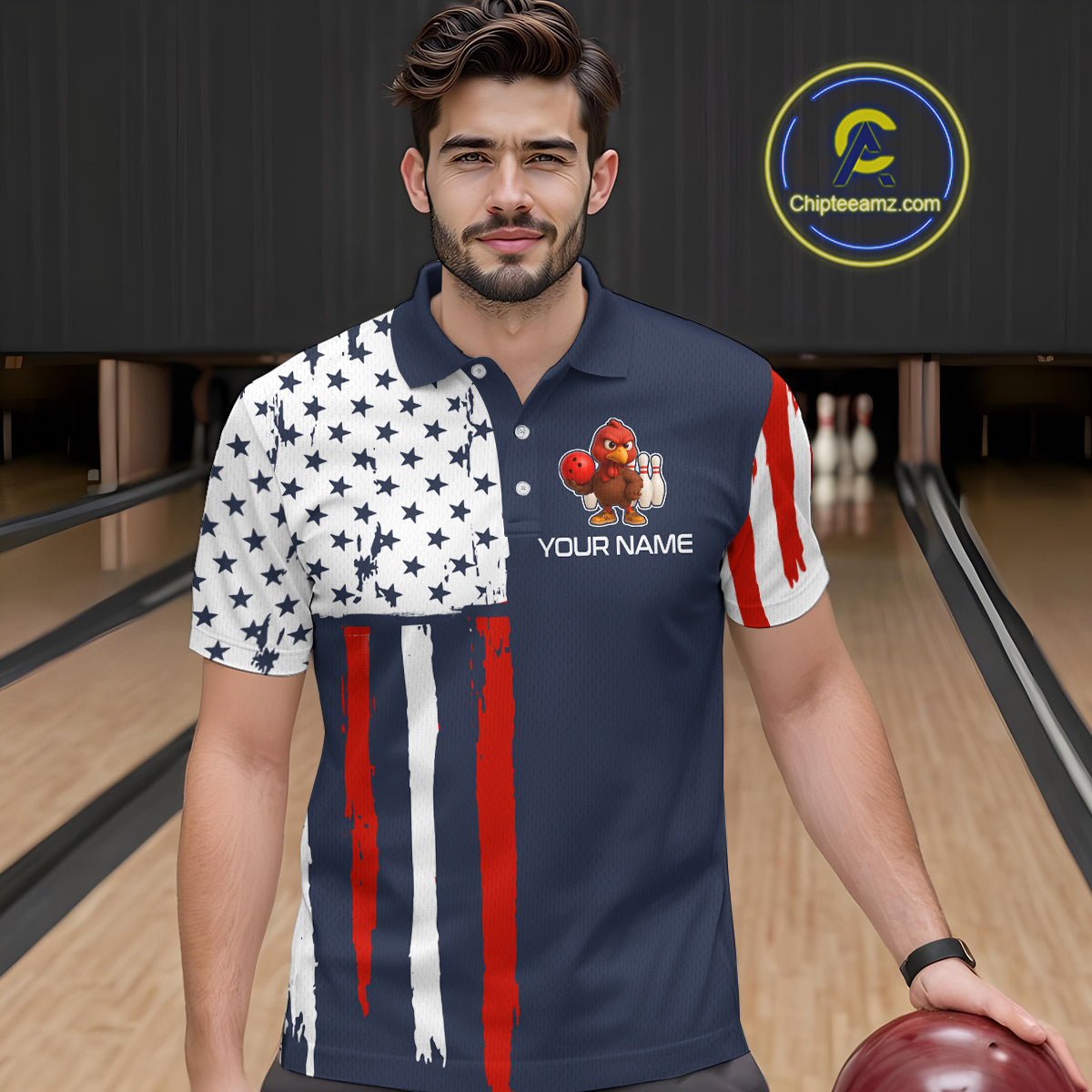 Patriotic Turkey Bowling Shirts Team Bowling Jerseys for Thanksgiving