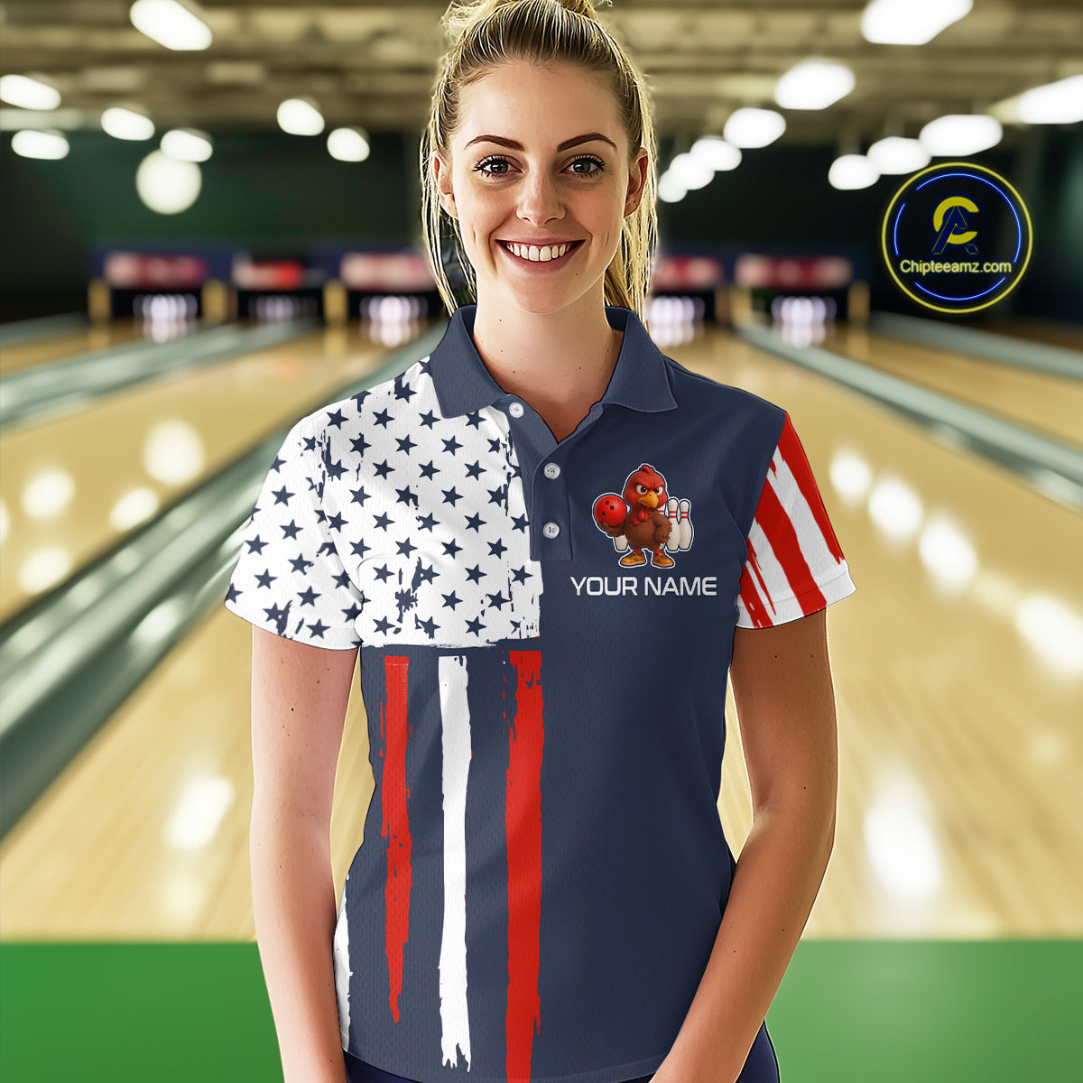 Patriotic Turkey Bowling Shirts Team Bowling Jerseys for Thanksgiving