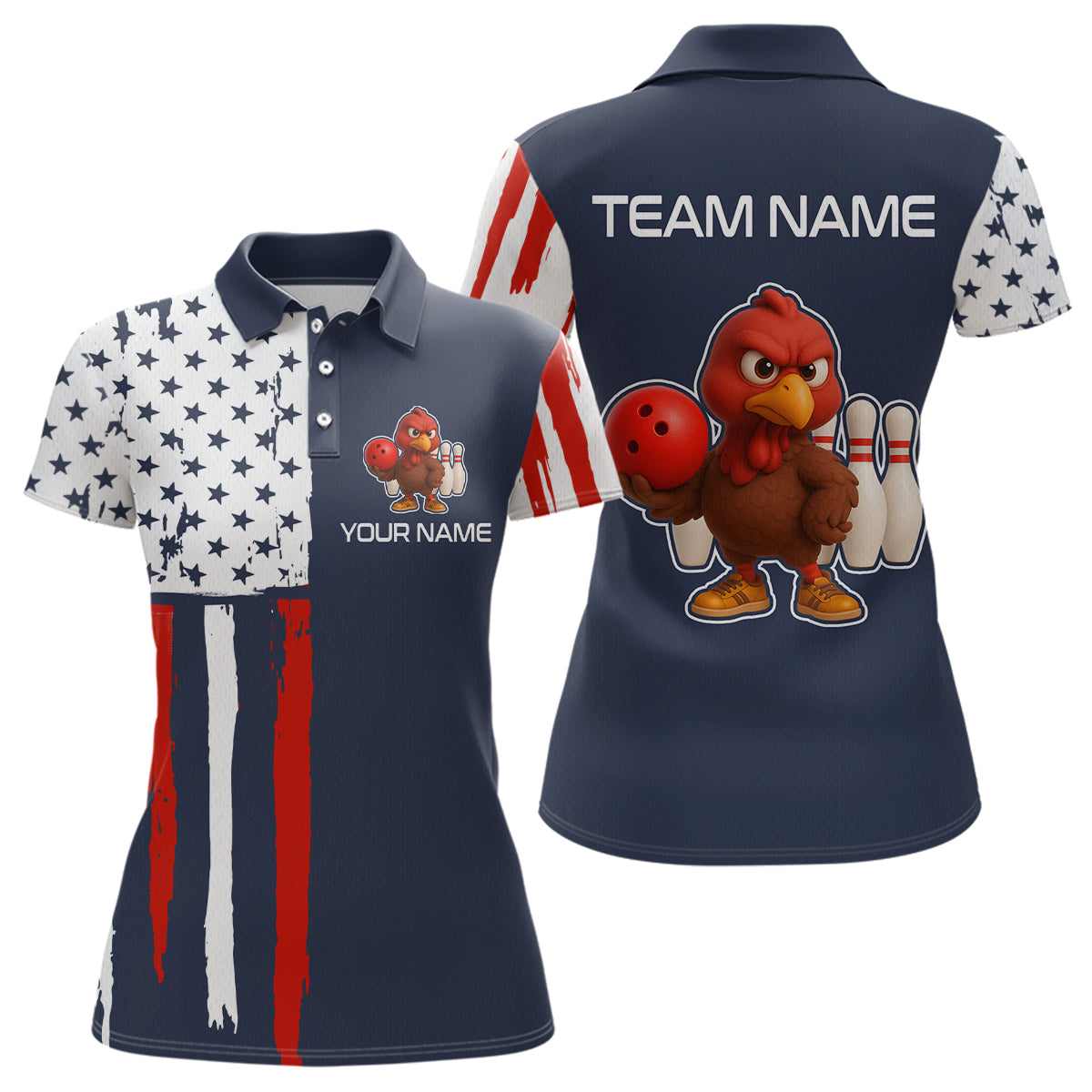 Patriotic Turkey Bowling Shirts Team Bowling Jerseys for Thanksgiving