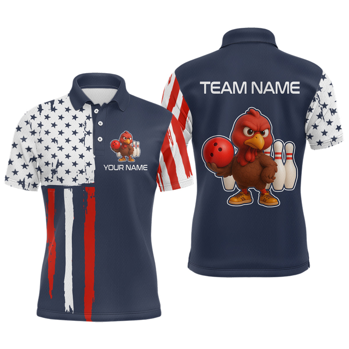 Patriotic Turkey Bowling Shirts Team Bowling Jerseys for Thanksgiving