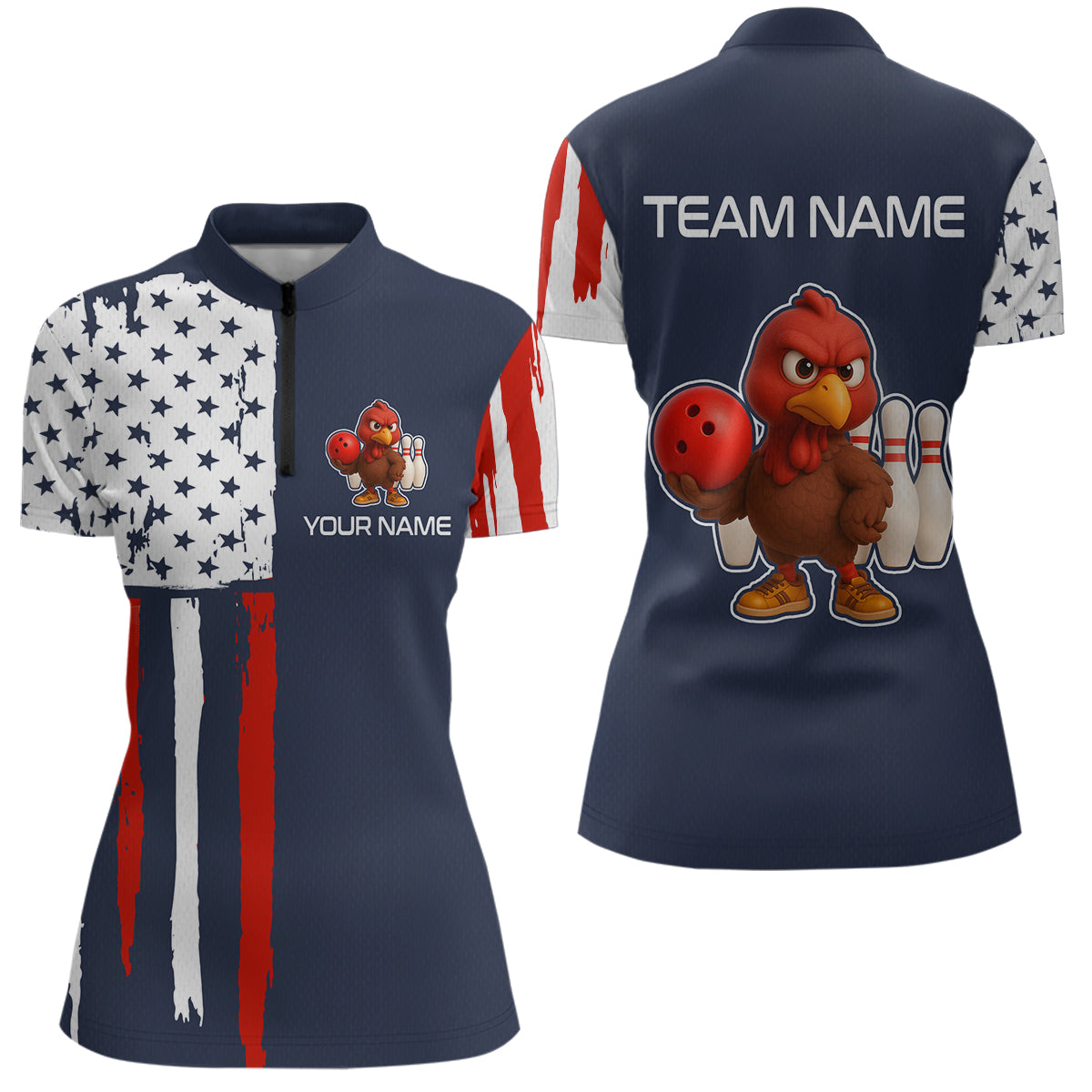Patriotic Turkey Bowling Shirts Team Bowling Jerseys for Thanksgiving