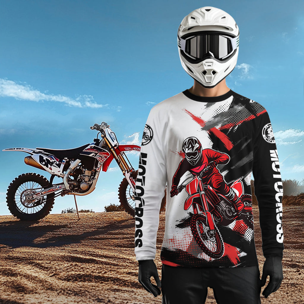 Red and Black Custom Motocross Jersey Dirt Bike Shirts Motorcycle Shirt