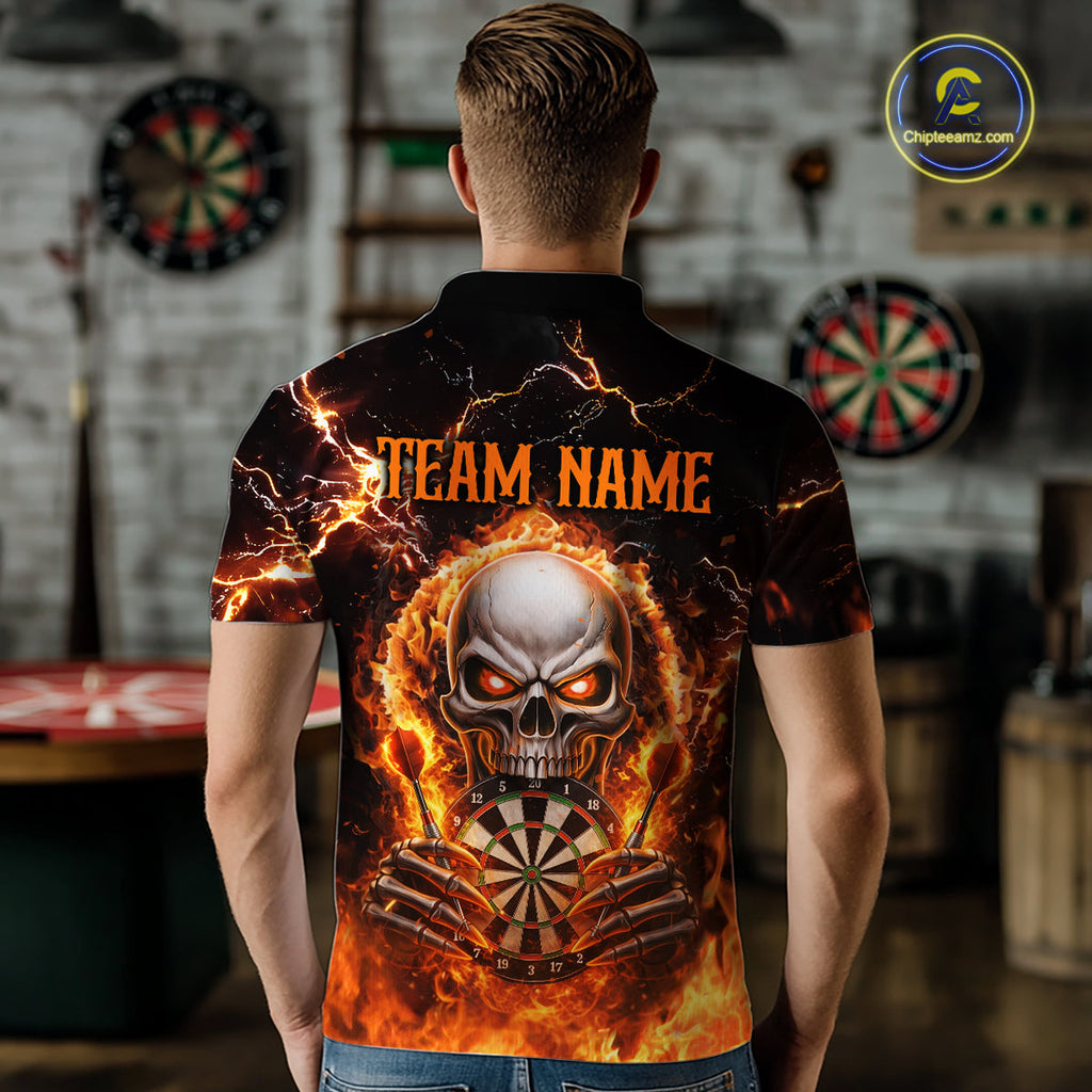 Custom Flame Skull Darts Shirt Darts Team Jerseys Dartboard Shirt Dart League